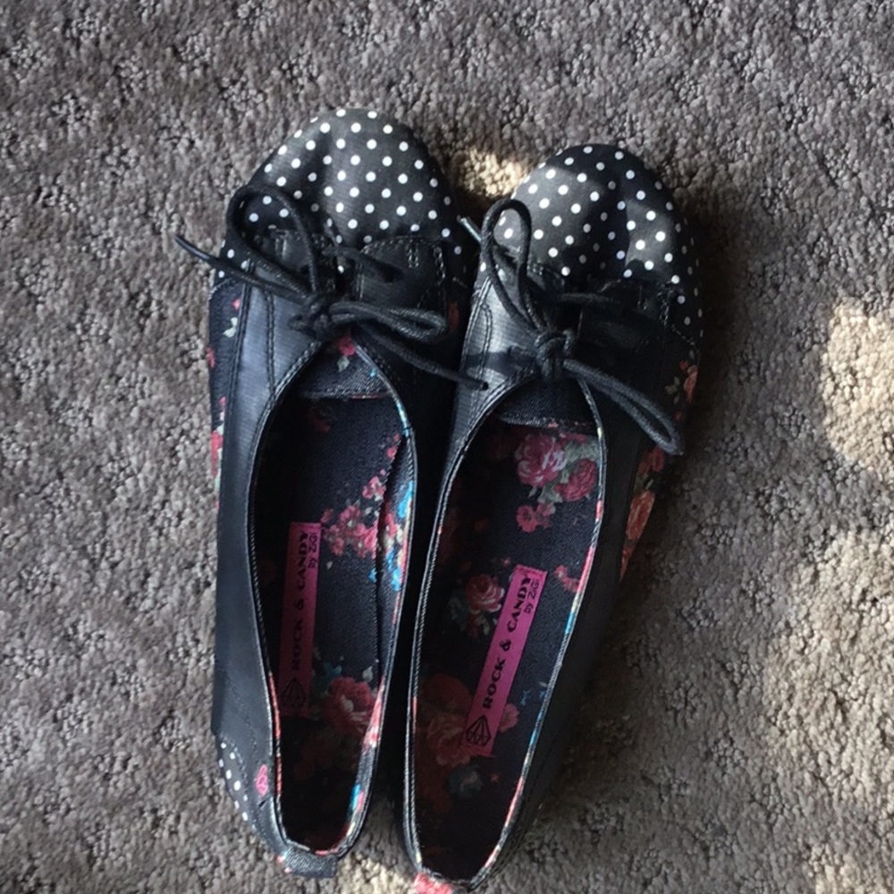 Floral and polta dot shoes